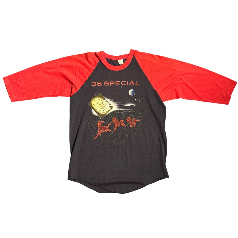 Vintage 1984 38 Special Tour De Force‎ Raglan Concert Shirt Black Red Large